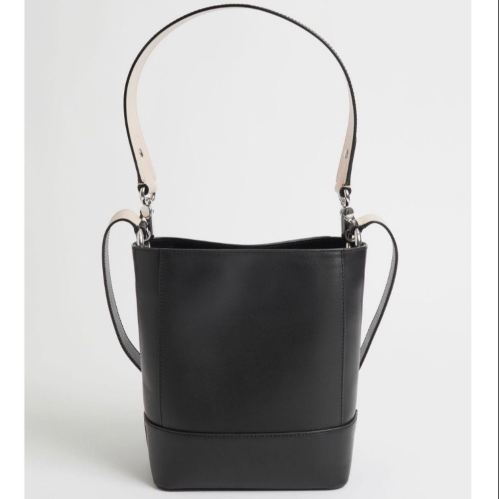 & Other Stories Black Leather Bucket Bag